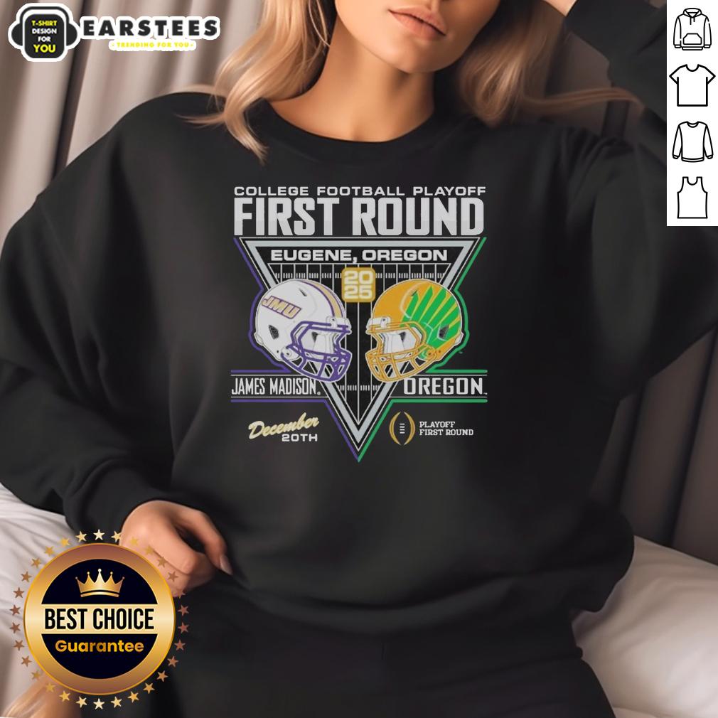 Official James Madison Dukes Vs Oregon Ducks 2025 College Football Playoffs 1st Round Match-Up T-Shirt - Image 5
