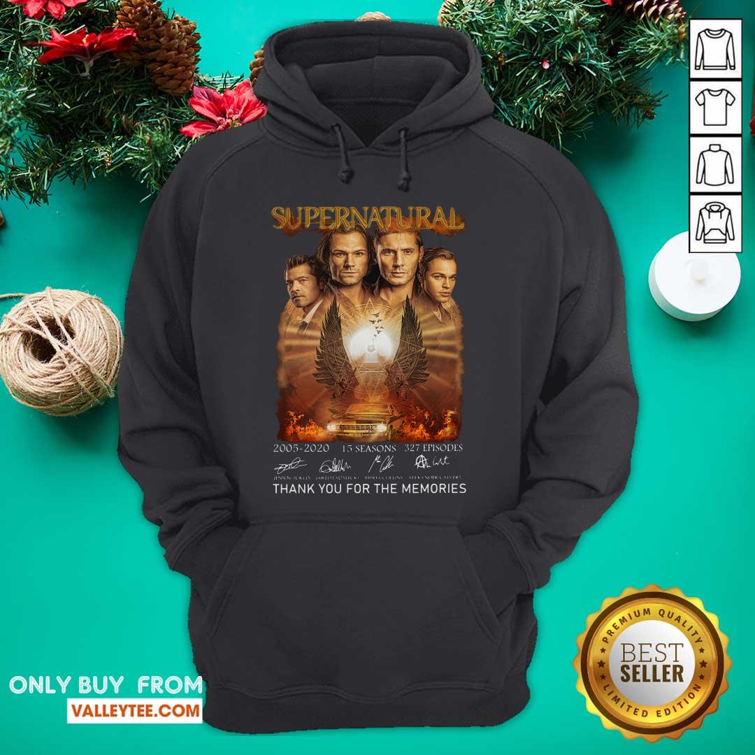 Cool Supernatural 2005 2020 15 Seasons 327 Episodes Thank You For The Memories Signatures Shirt - Image 4