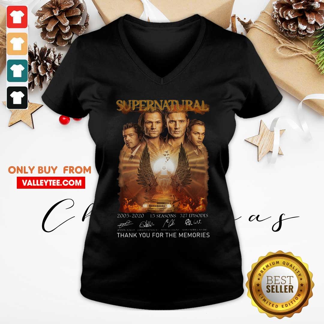 Cool Supernatural 2005 2020 15 Seasons 327 Episodes Thank You For The Memories Signatures Shirt - Image 5