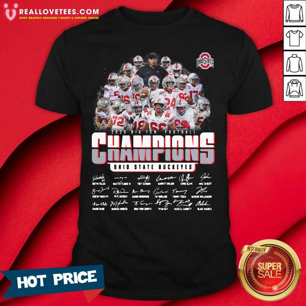Cute Ohio State Buckeyes 2020 Big Ten Football Champions Signatures Shirt