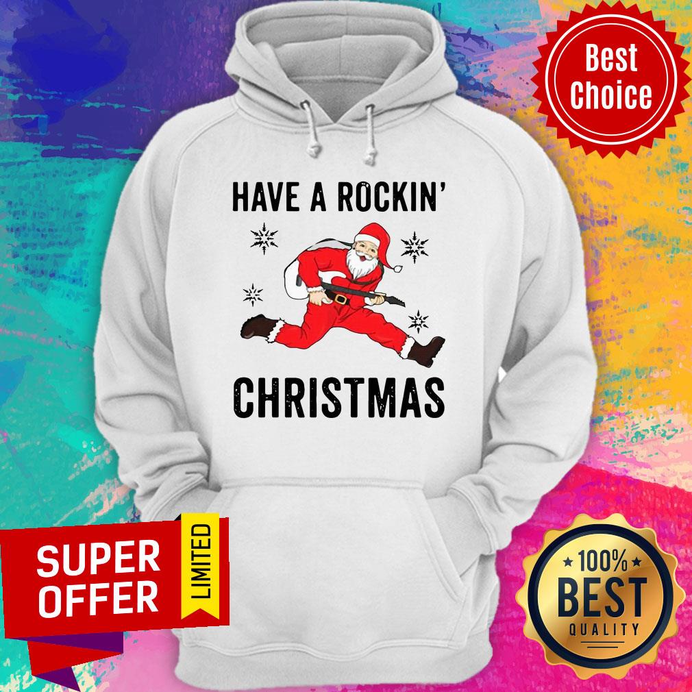 Santa Claus Play Guitar Have A Rockin Christmas Shirt - Image 2