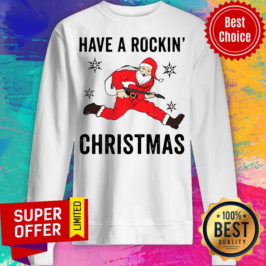 Santa Claus Play Guitar Have A Rockin Christmas Shirt - Image 5
