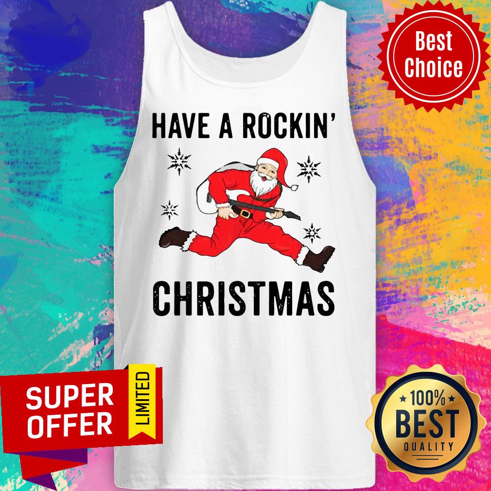 Santa Claus Play Guitar Have A Rockin Christmas Shirt - Image 4