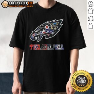 Hot Philadelphia Eagles NFL And Philadelphia Sport Teams Collage Logo T-Shirt