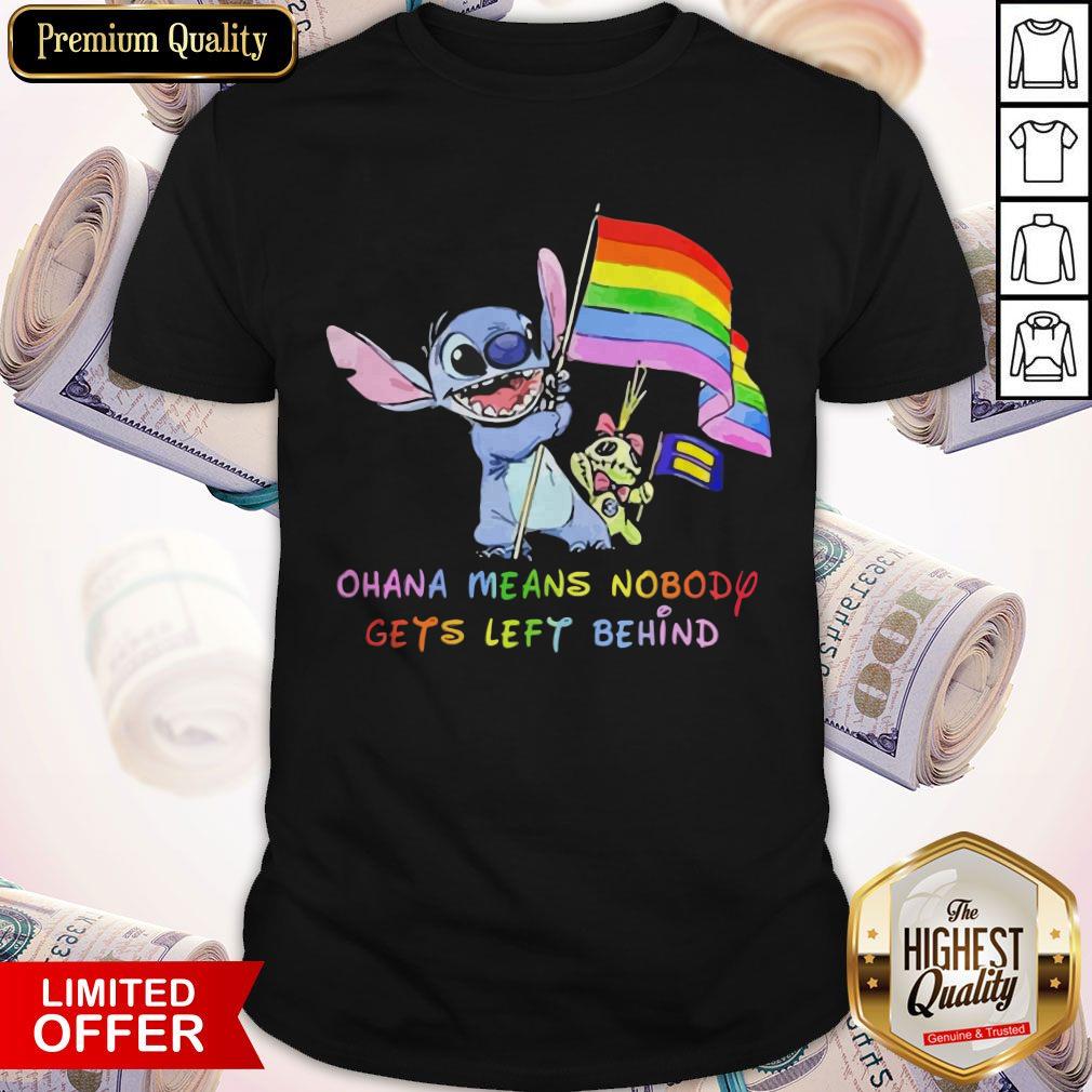 LGBT Stitch Ohana Means Nobody Gets Left Behind Flag Shirt