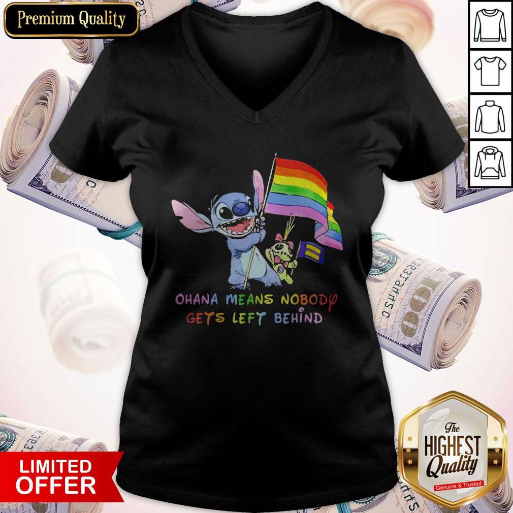 LGBT Stitch Ohana Means Nobody Gets Left Behind Flag Shirt - Image 3