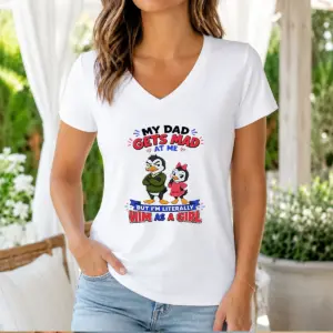 Alternative view of Good Penguin My Dad Gets Mad At Me But I'M Literally Him As A Girl Shirt