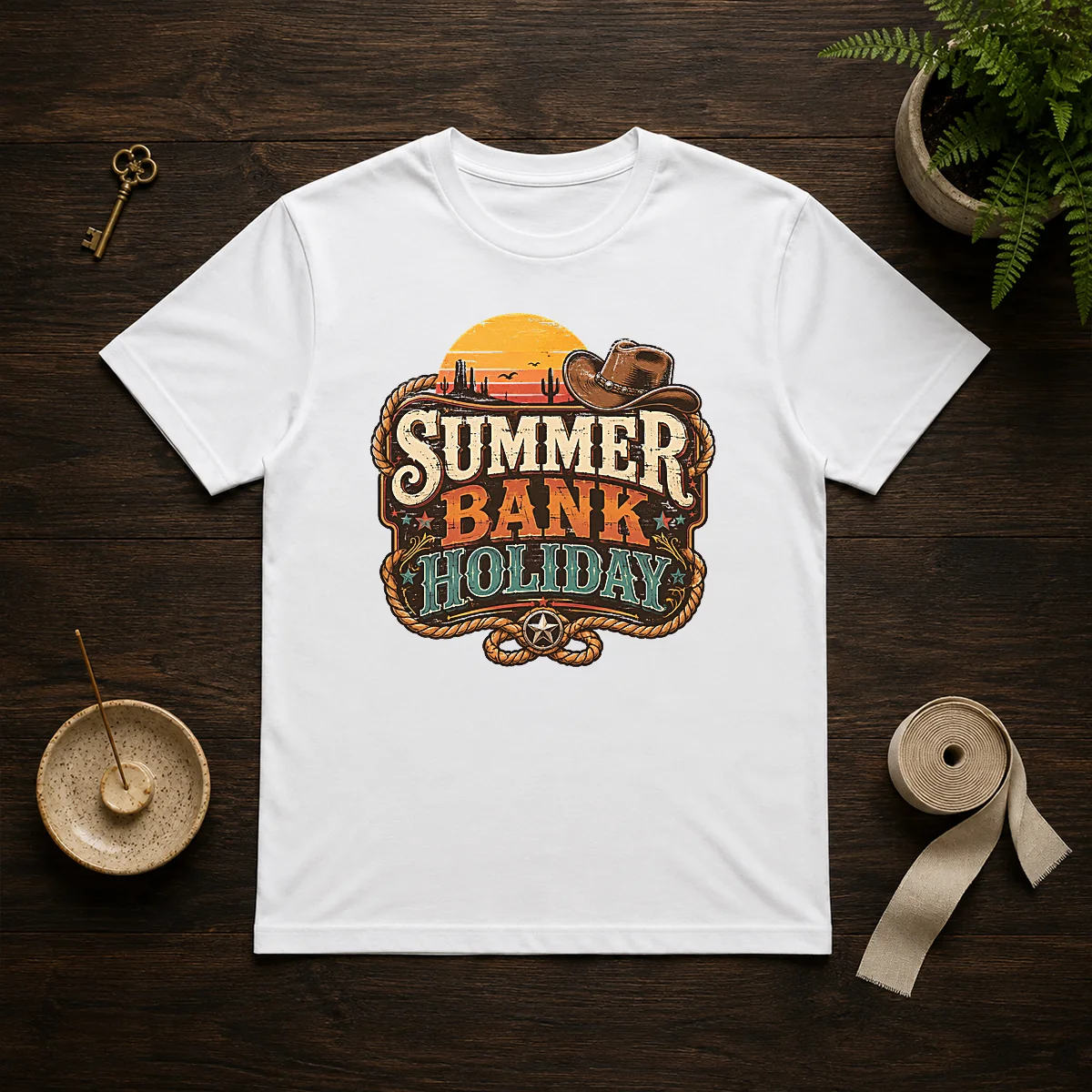 Pretty Western Cowboy Summer Bank Holiday Desert Sunset Shirt