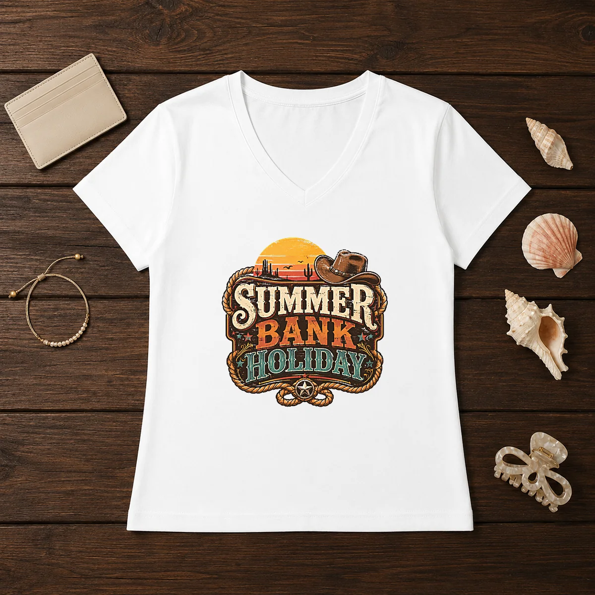 Pretty Western Cowboy Summer Bank Holiday Desert Sunset Shirt - Image 2
