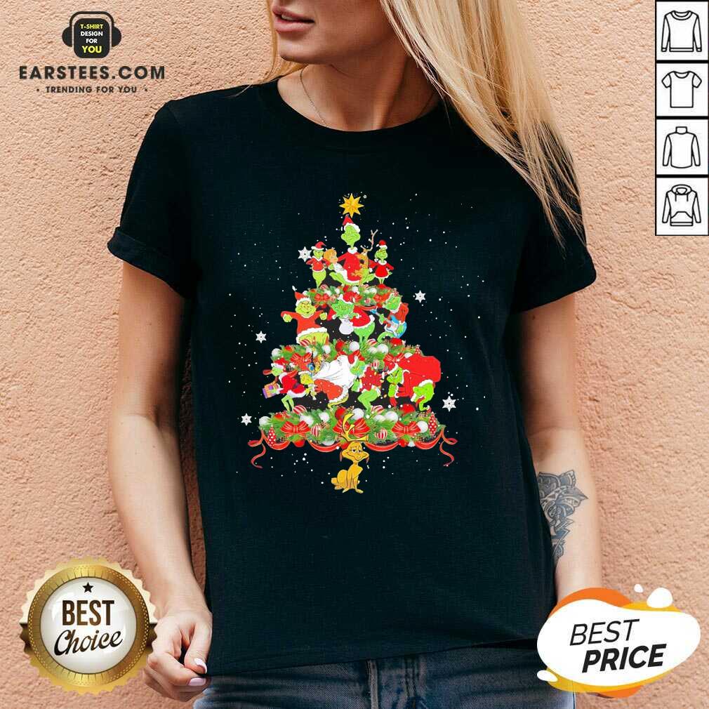 Official Grinch Santa Reindeer Christmas Tree Shirt - Image 5