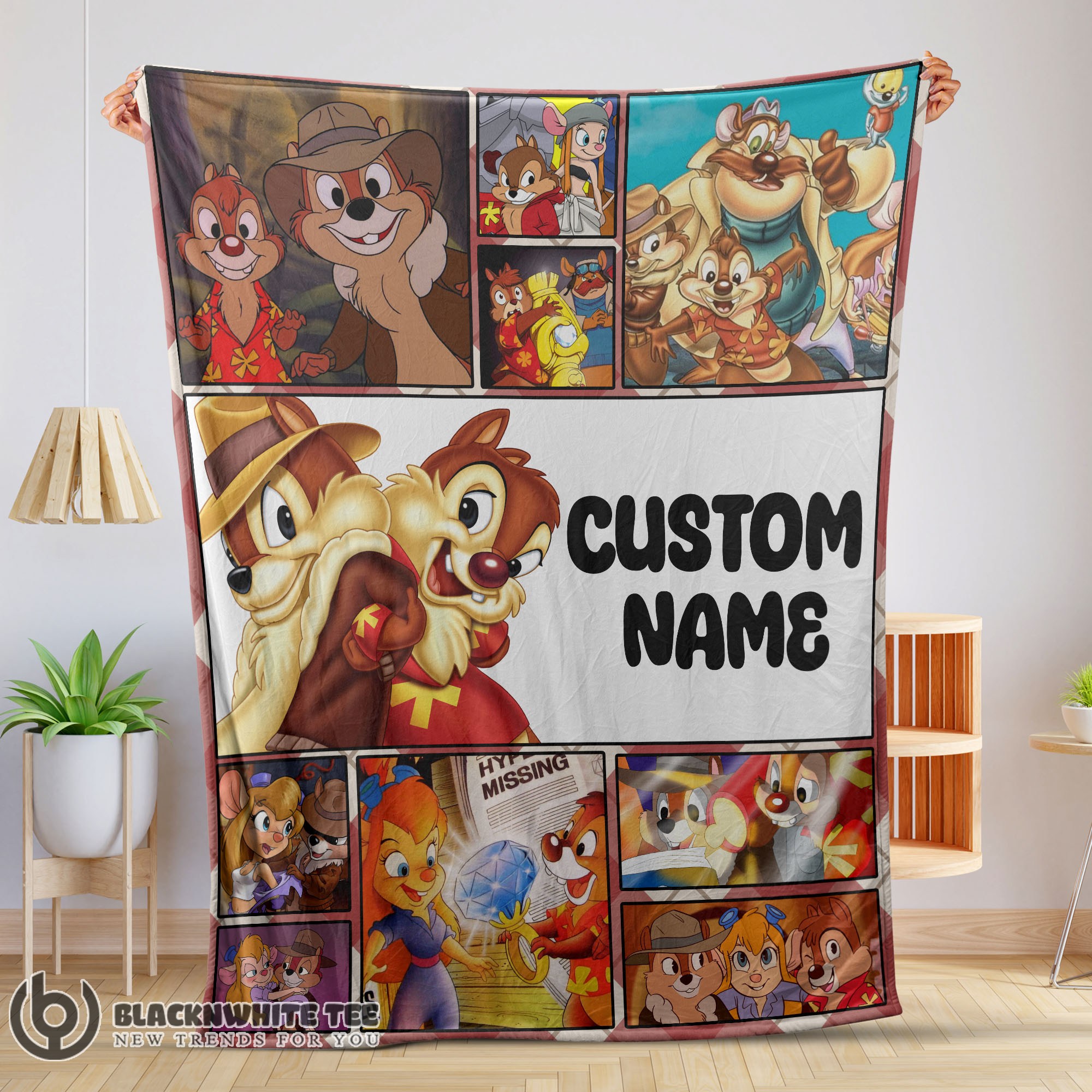 Happy Cute Hot Disney Cartoon Chip And Dale Family Cute Blanket Fleece Customized Blanket