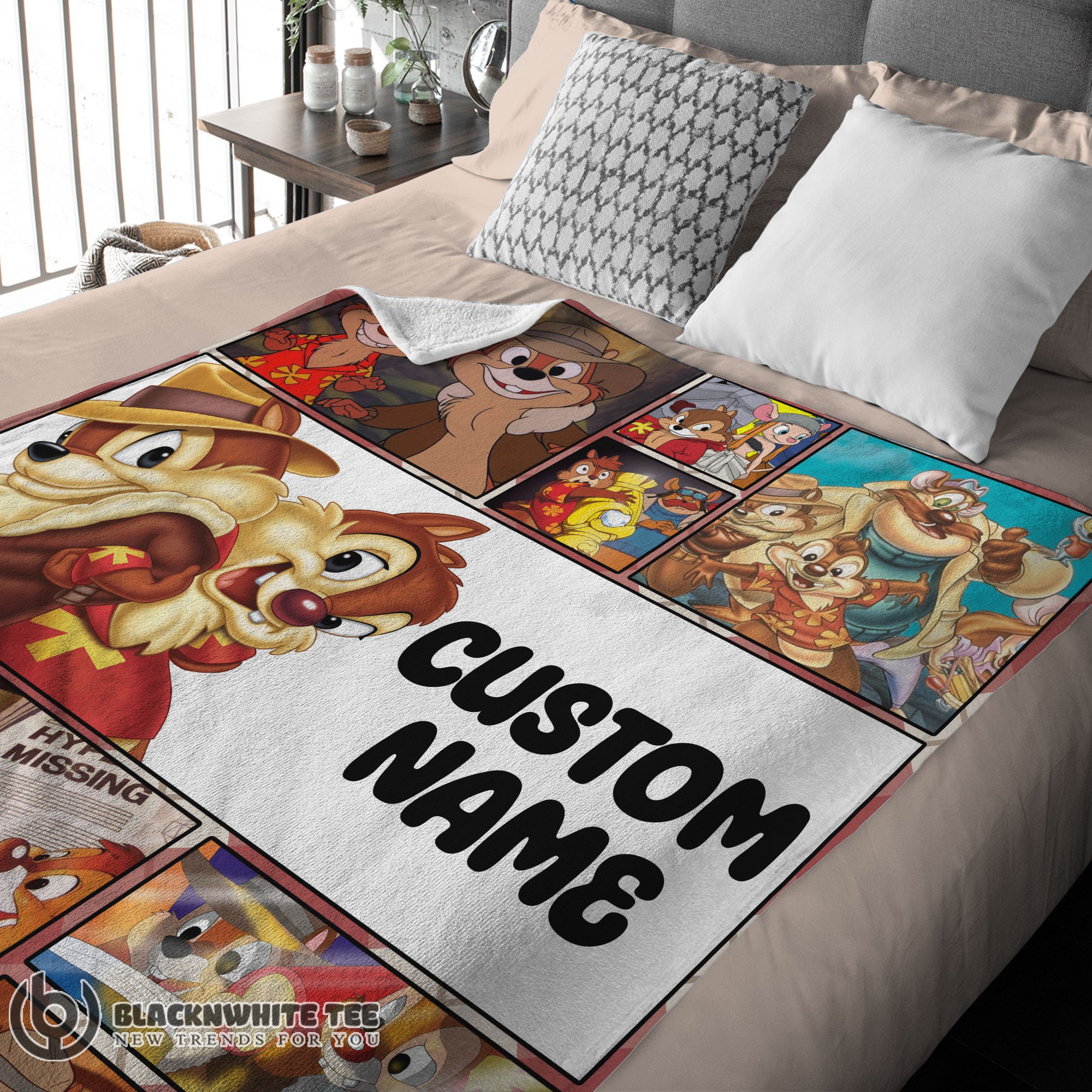 Happy Cute Hot Disney Cartoon Chip And Dale Family Cute Blanket Fleece Customized Blanket - Image 3