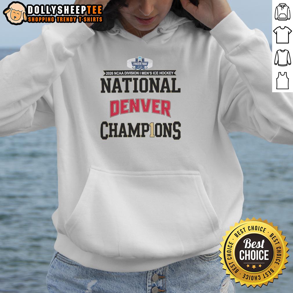Official 2026 Men's Ice Hockey National Champions Denver Pioneers T-Shirt - Image 4