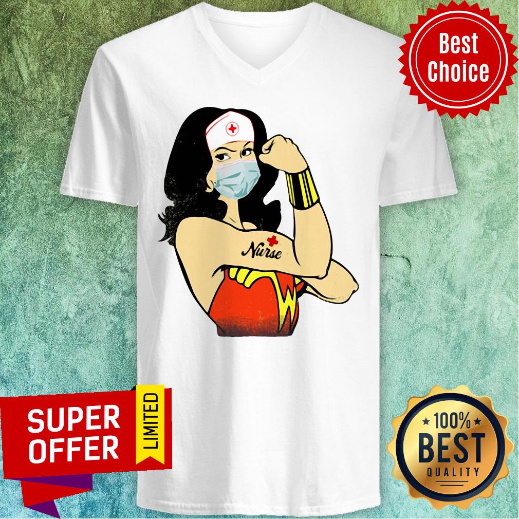 Premium Wonder Woman Nurse Face Mask Shirt - Image 3