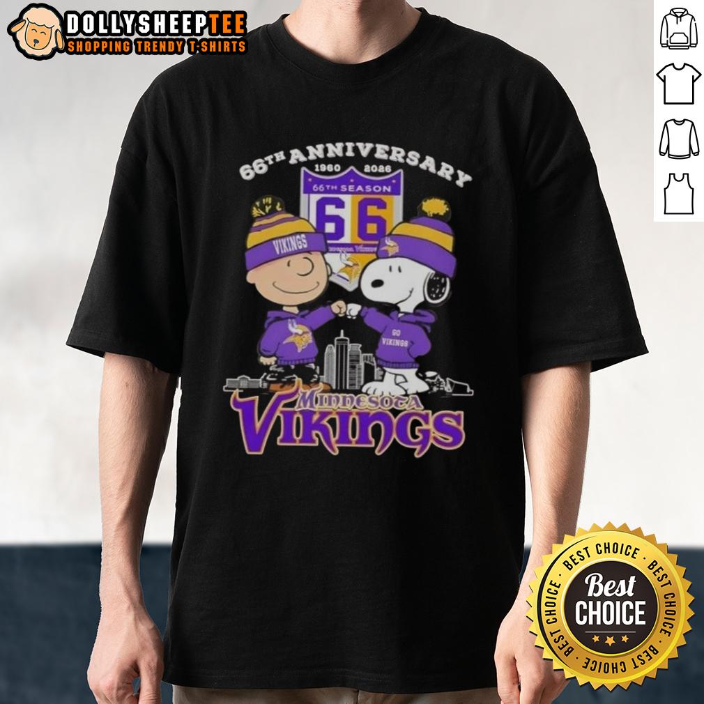 Official Charlie Brown X Snoopy 66th Anniversary 1960 2026 Minnesota Vikings Skyline T-Shirt