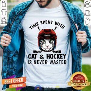 Hot Time Spent With Cat And Hockey Is Never Wasted Shirt