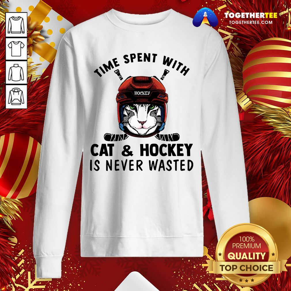 Hot Time Spent With Cat And Hockey Is Never Wasted Shirt - Image 4