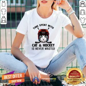 Alternative view of Hot Time Spent With Cat And Hockey Is Never Wasted Shirt