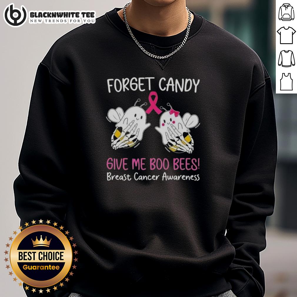 Awesome Forget Candy Give Me Boo Bees Breast Cancer Awareness T-Shirt - Image 5