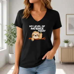 Alternative view of Funny Nice Sloth Middle Finger My Level Of Patience Today Cartoon Shirt