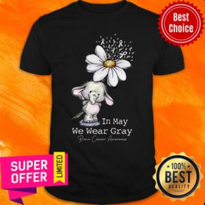 Daisy Flower Elephent In May We Wear Gray Shirt