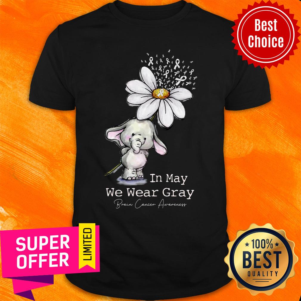 Daisy Flower Elephent In May We Wear Gray Shirt