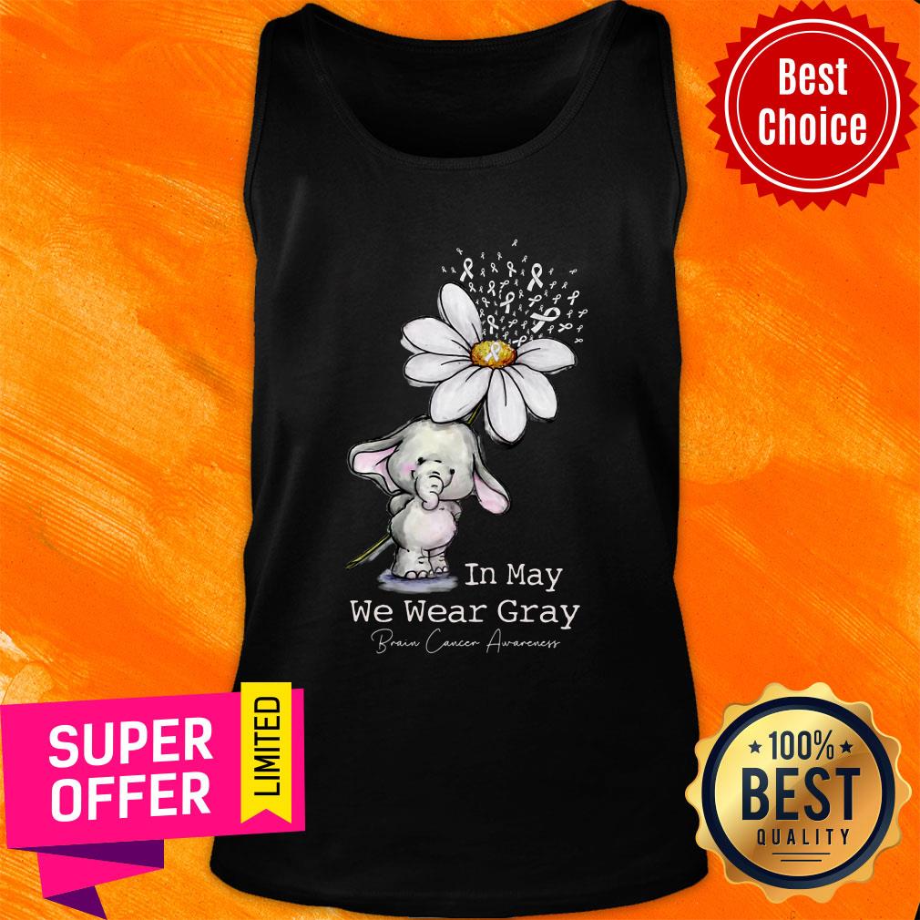 Daisy Flower Elephent In May We Wear Gray Shirt - Image 3