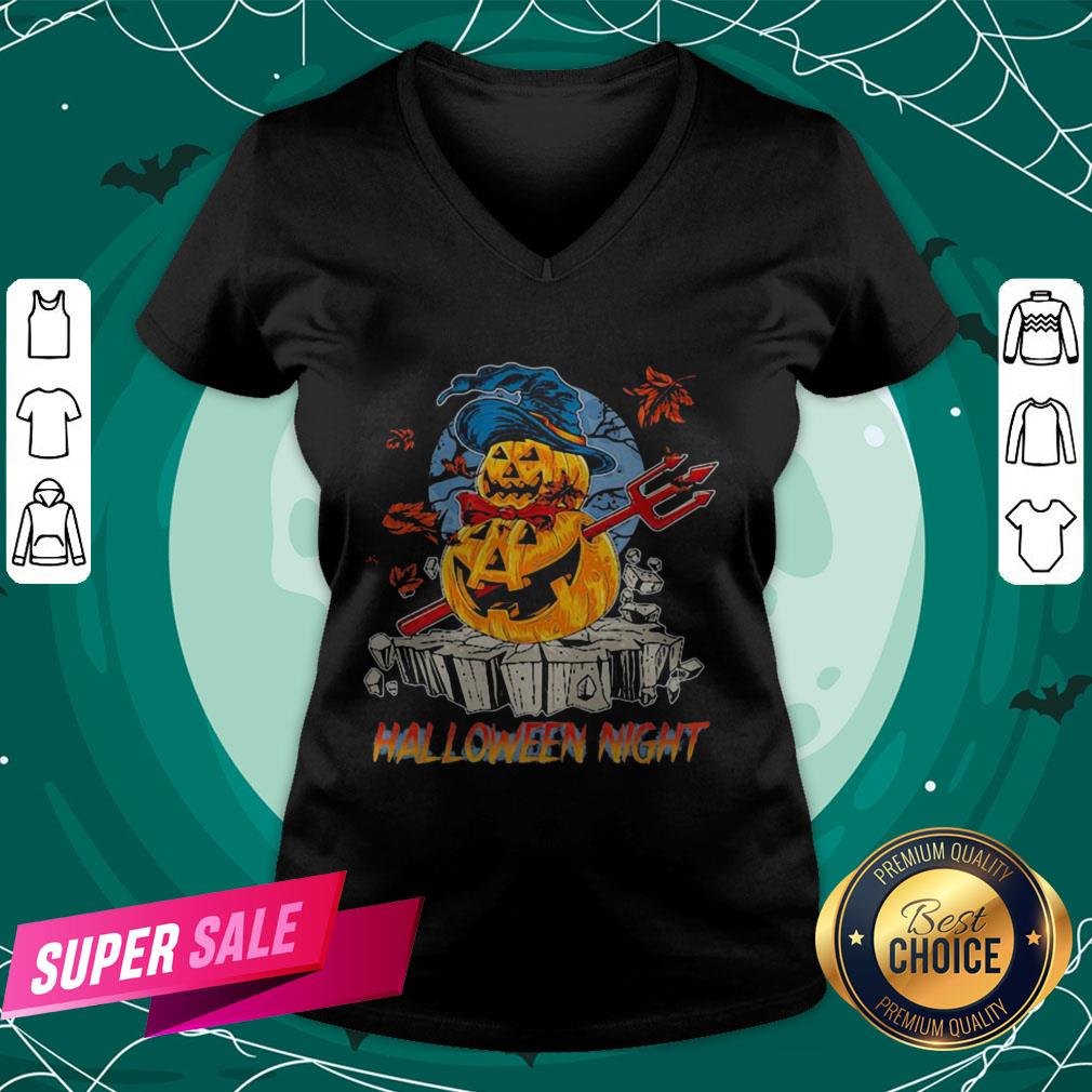 Halloween Night Viking Pumpkins Maple Leaves Shirt - Image 2