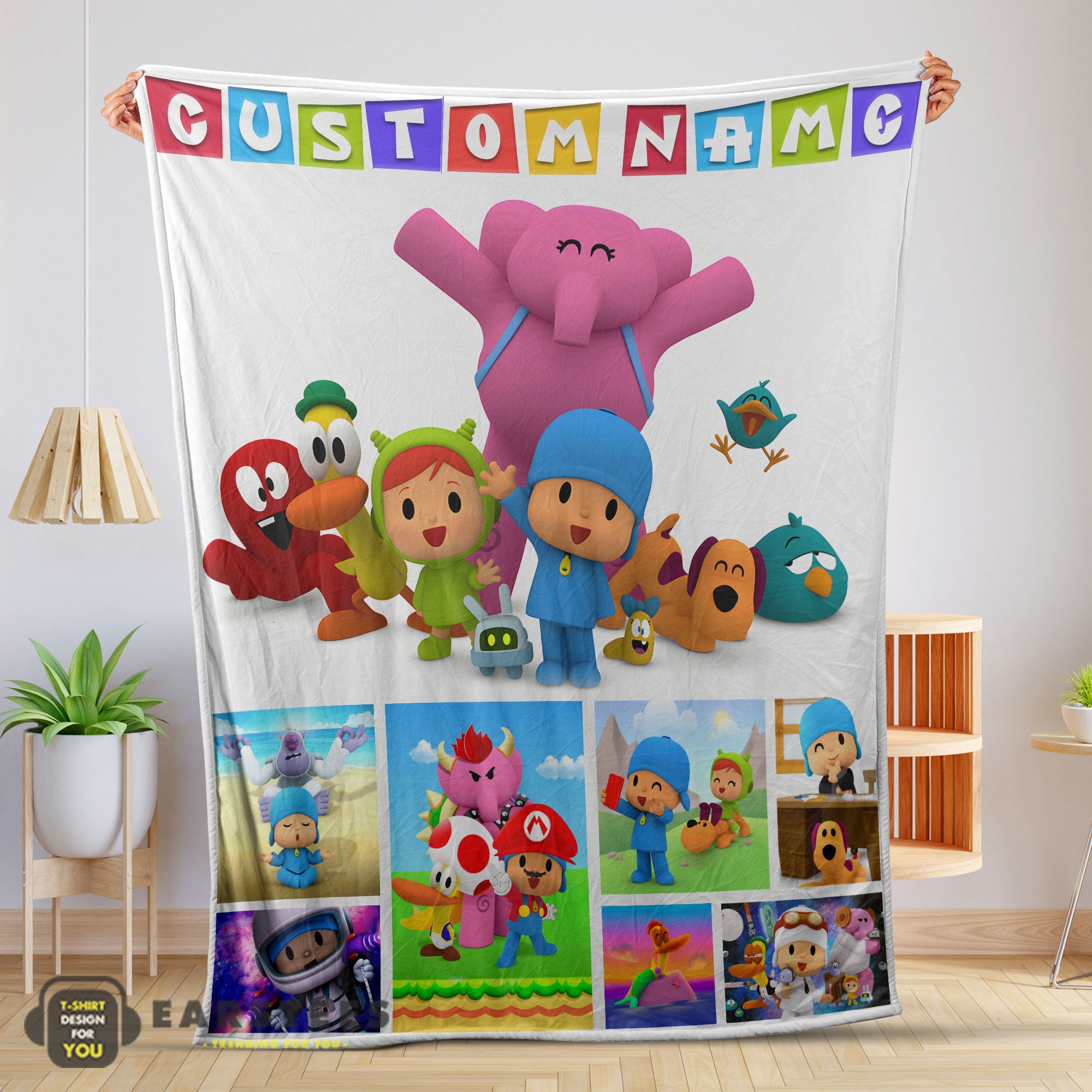 Good Cartoon Pocoyo Lovely Birthday Party Cute Blanket Fleece Customized Blanket