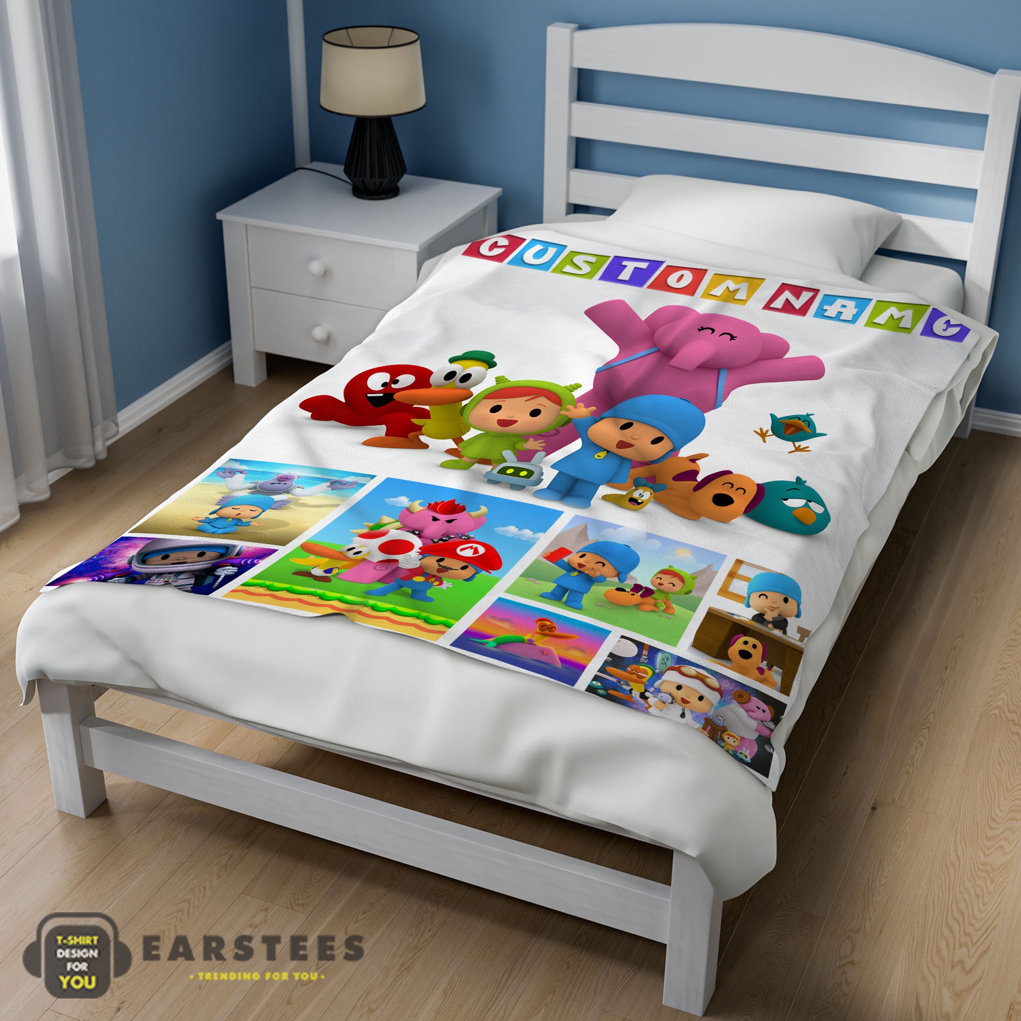 Good Cartoon Pocoyo Lovely Birthday Party Cute Blanket Fleece Customized Blanket - Image 2