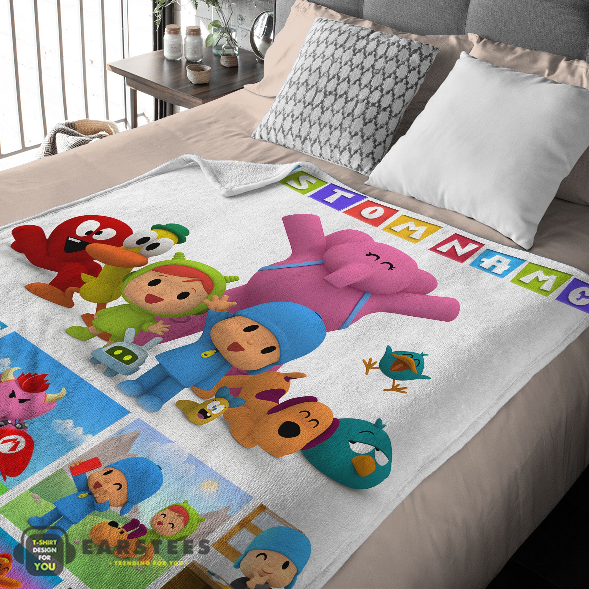 Good Cartoon Pocoyo Lovely Birthday Party Cute Blanket Fleece Customized Blanket - Image 3