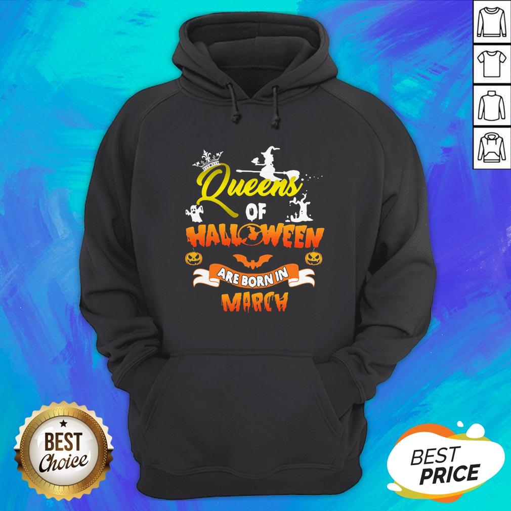 Funny Queen Of Halloween Are Born In March Shirt - Image 3