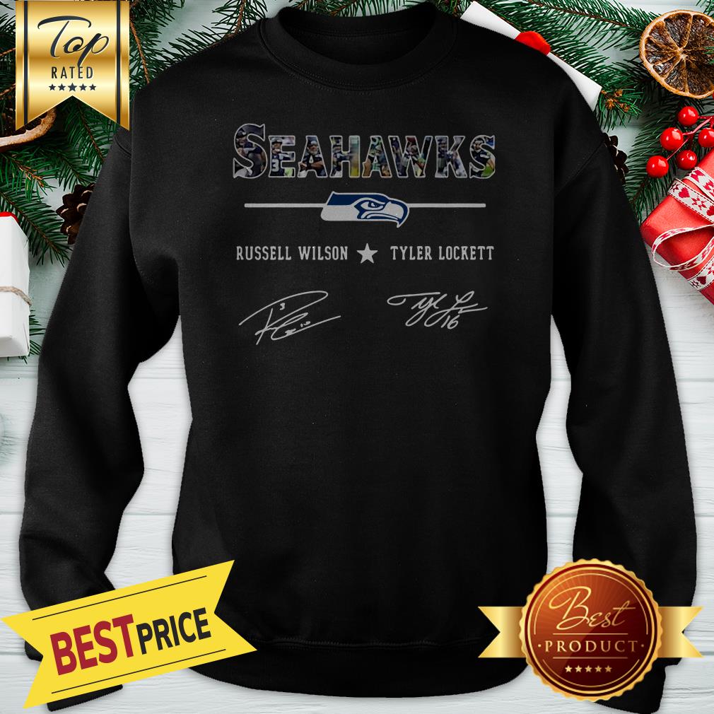 Seattle Seahawks Russell Wilson Tyler Lockett Signature Shirt - Image 4