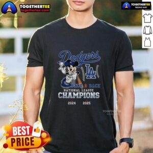 Nice Mickey Mouse X Los Angeles Dodgers National League Champions Back To Back 2024 2025 T-Shirt