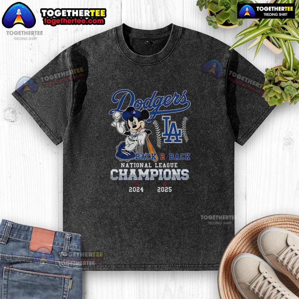 Nice Mickey Mouse X Los Angeles Dodgers National League Champions Back To Back 2024 2025 T-Shirt - Image 6