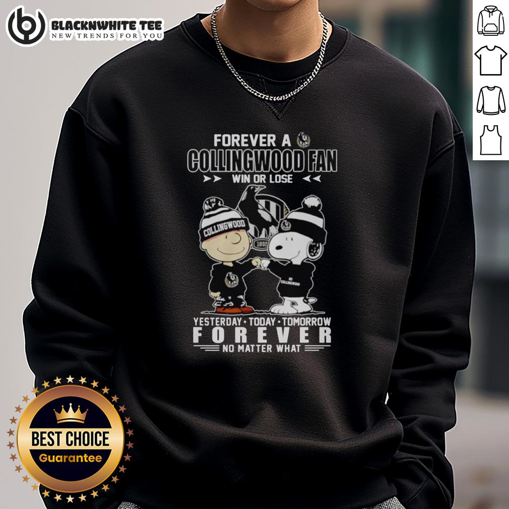 Official Snoopy And Charlie Brown Forever A Collingwood FC Fan Win Or Lose No Matter What T-Shirt - Image 5