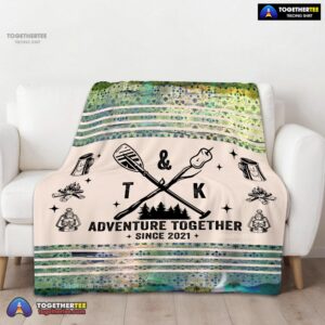 Alternative view of Official Camping Couple Adventure Together Since Blanket Fleece Customized Blanket