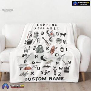 Alternative view of Official Camping Equipment Camping Alphabet Blanket Fleece Customized Blanket