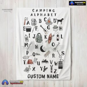 Official Camping Equipment Camping Alphabet Blanket Fleece Customized Blanket