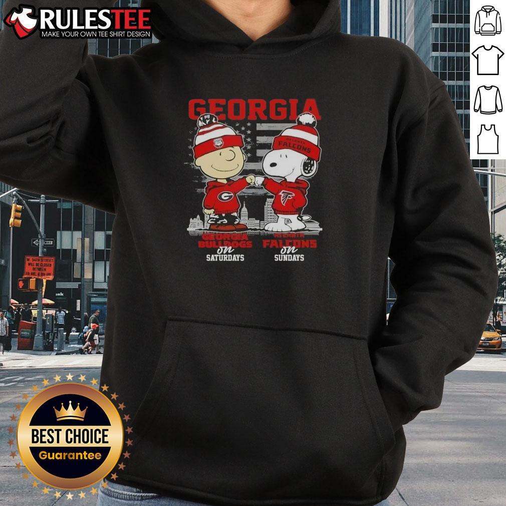 Good Charlie Brown Georgia Bulldogs on Saturdays x Snoopy Atlanta Falcons on Sundays Skyline T-Shirt - Image 2