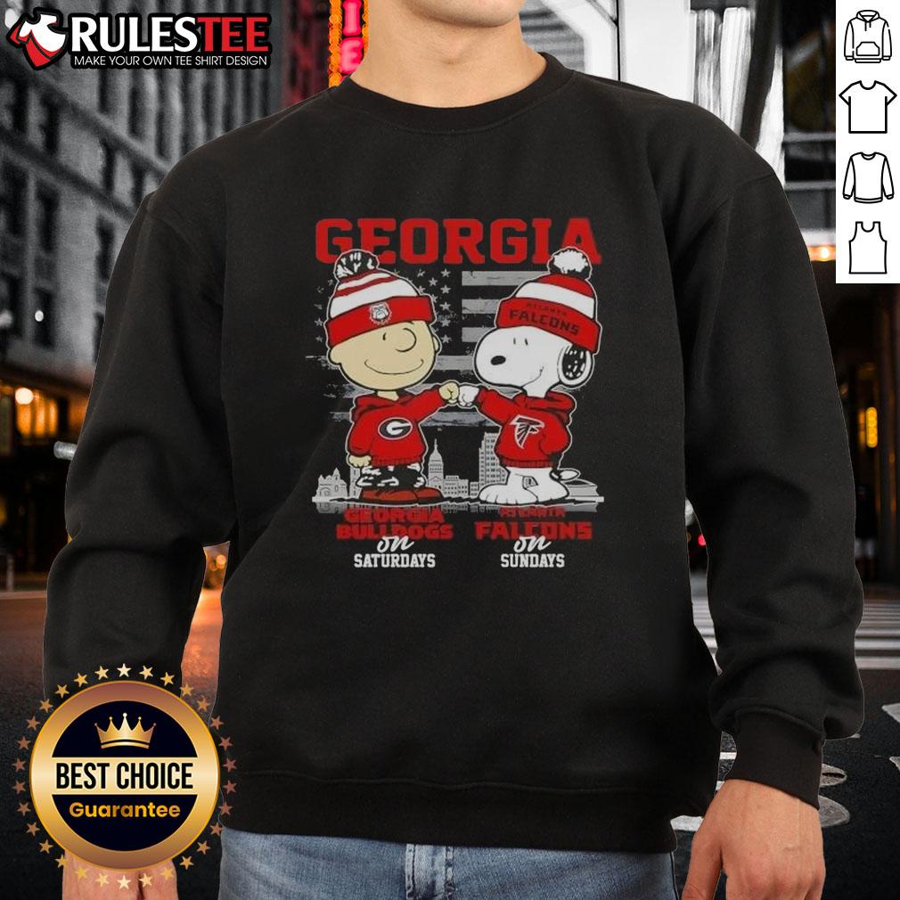Good Charlie Brown Georgia Bulldogs on Saturdays x Snoopy Atlanta Falcons on Sundays Skyline T-Shirt - Image 5