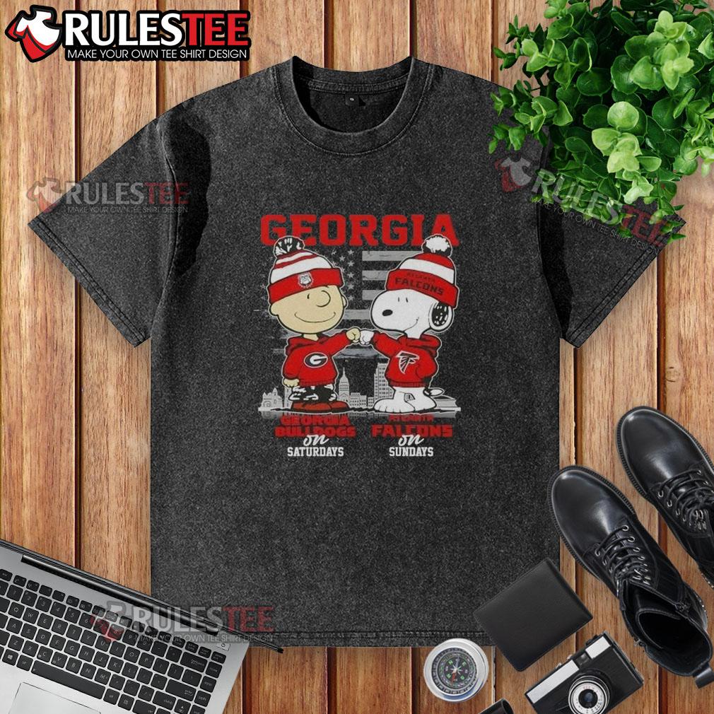 Good Charlie Brown Georgia Bulldogs on Saturdays x Snoopy Atlanta Falcons on Sundays Skyline T-Shirt - Image 6