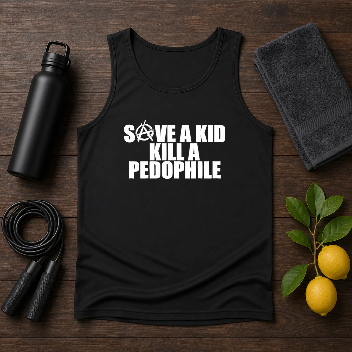 Good Save A Kid Kill A Pedophile Anarchy Symbol Message Shirt - Image 3