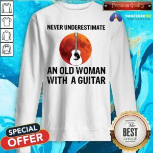 Alternative view of Never Underestimate An Old Woman With A Guitar Moon Shirt