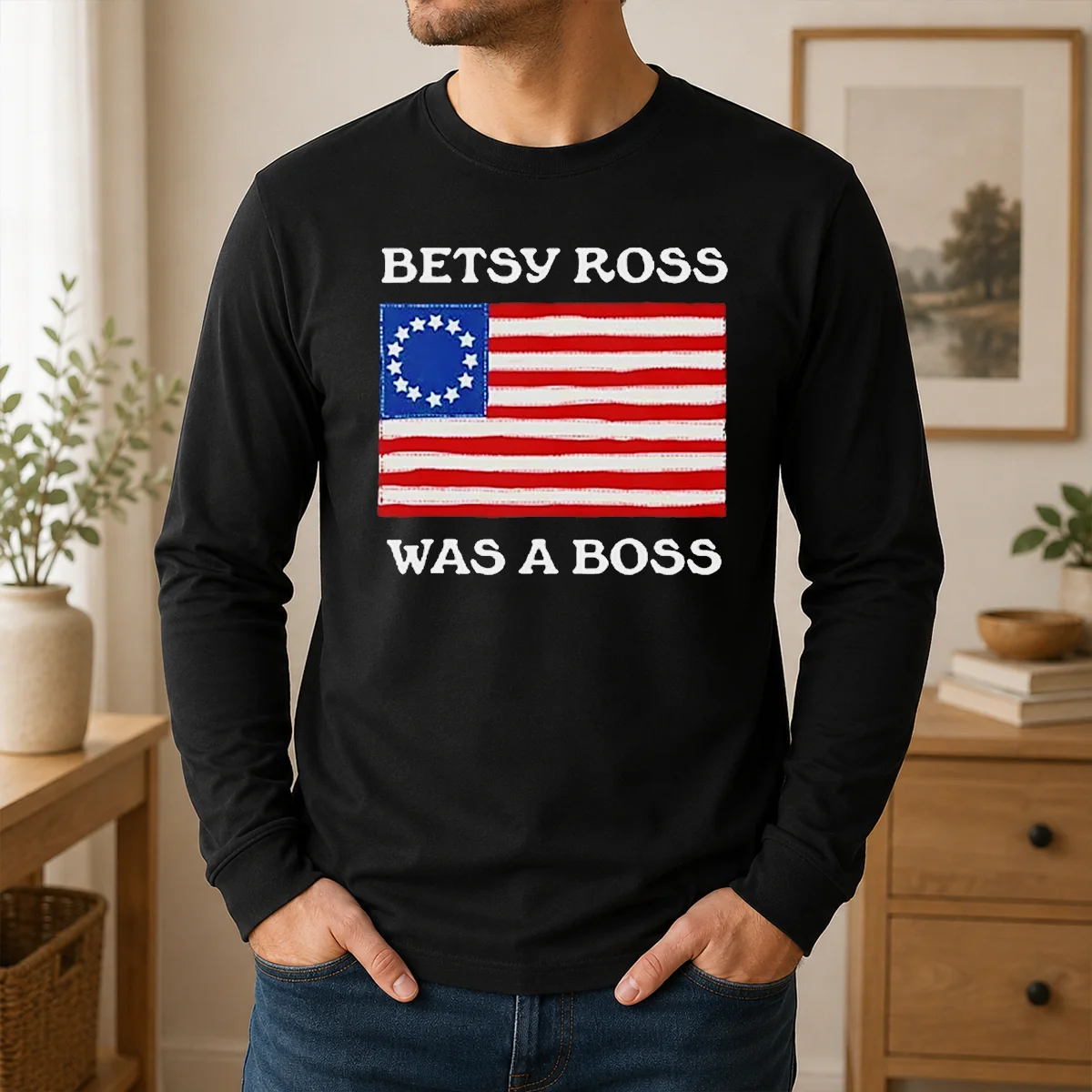 Pretty Hot Betsy Ross Was A Boss Revolutionary War Flag Shirt - Image 6