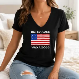 Alternative view of Pretty Hot Betsy Ross Was A Boss Revolutionary War Flag Shirt