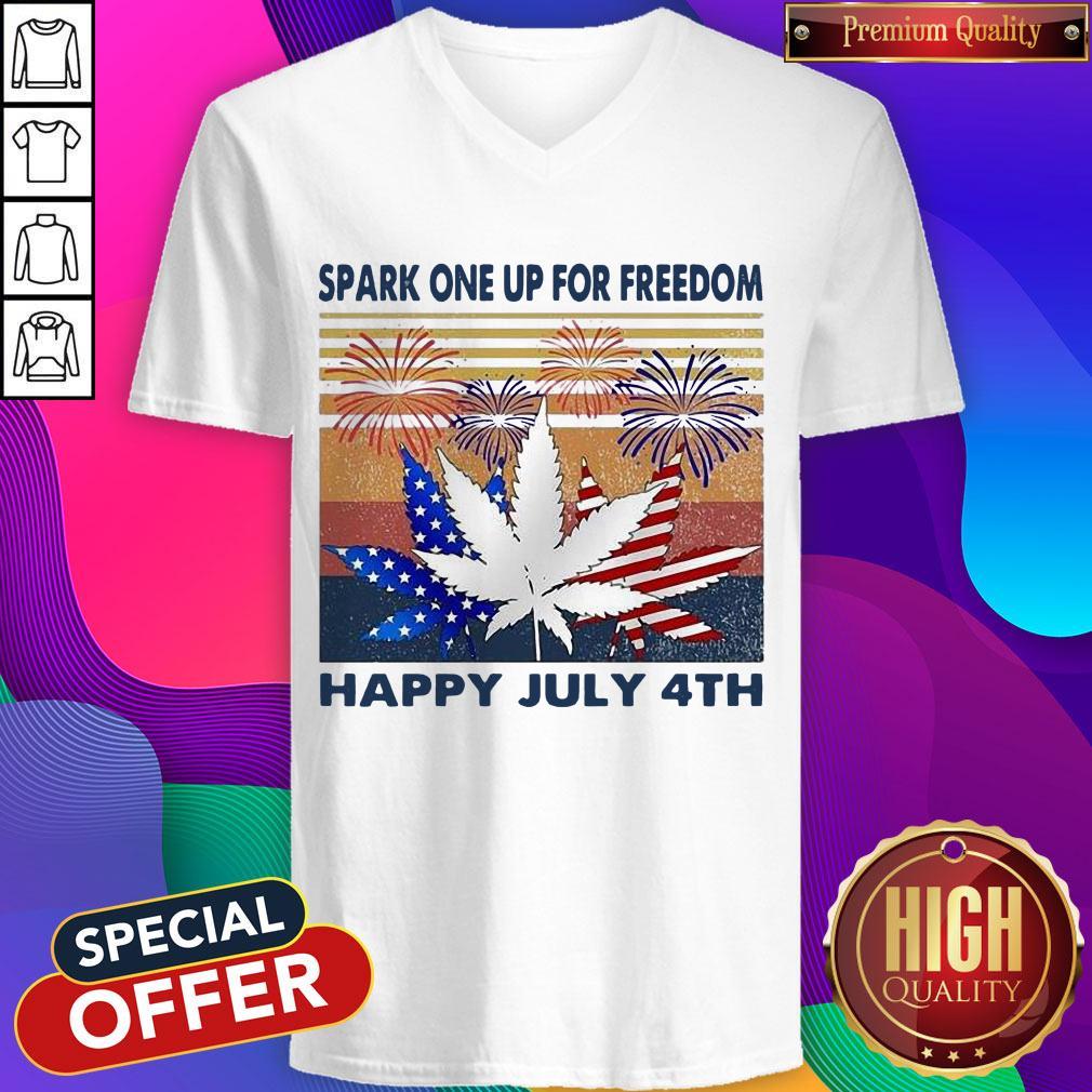 Weed Fireworks Spark One Up For Freedom Happy July 4th Independence Day Shirt - Image 3