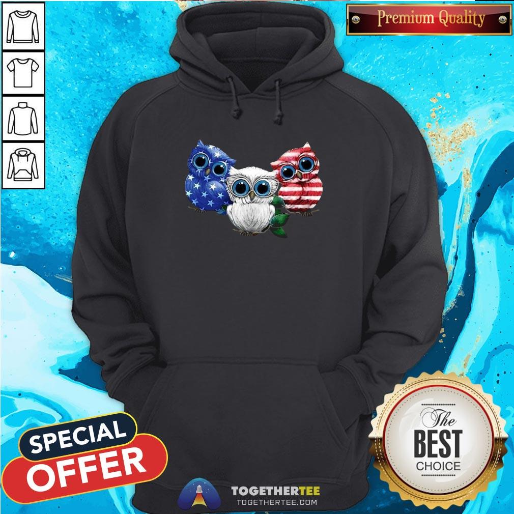 Cute Owls American Flag Shirt - Image 5