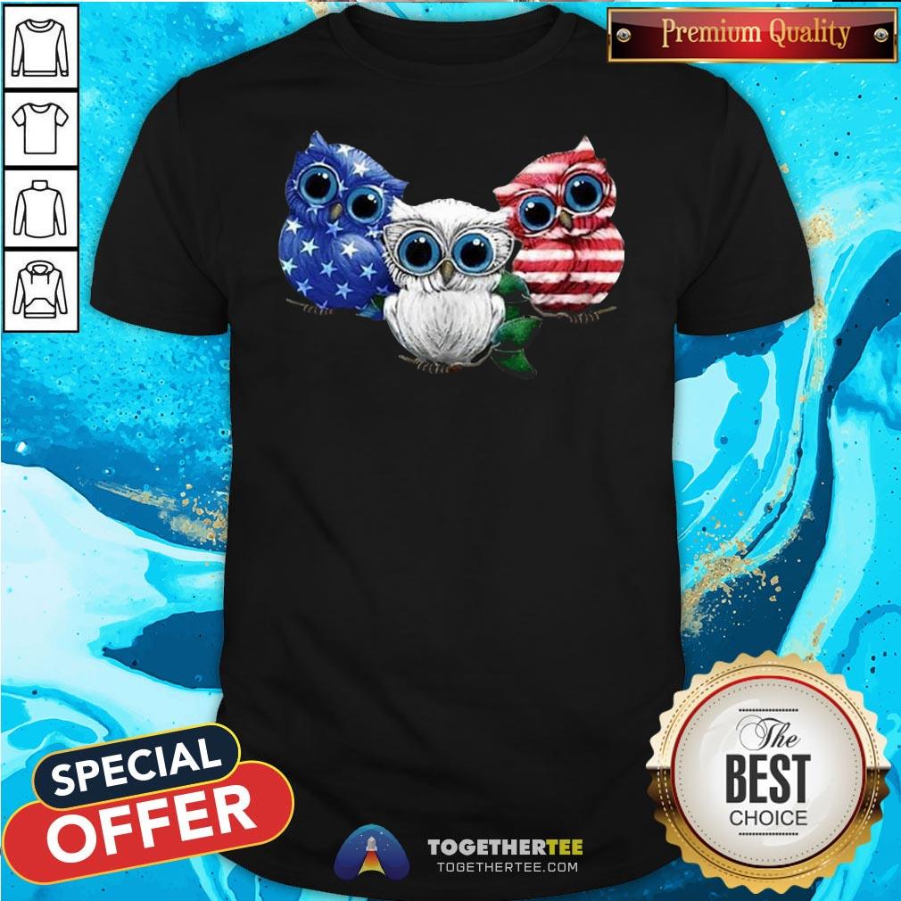 Cute Owls American Flag Shirt