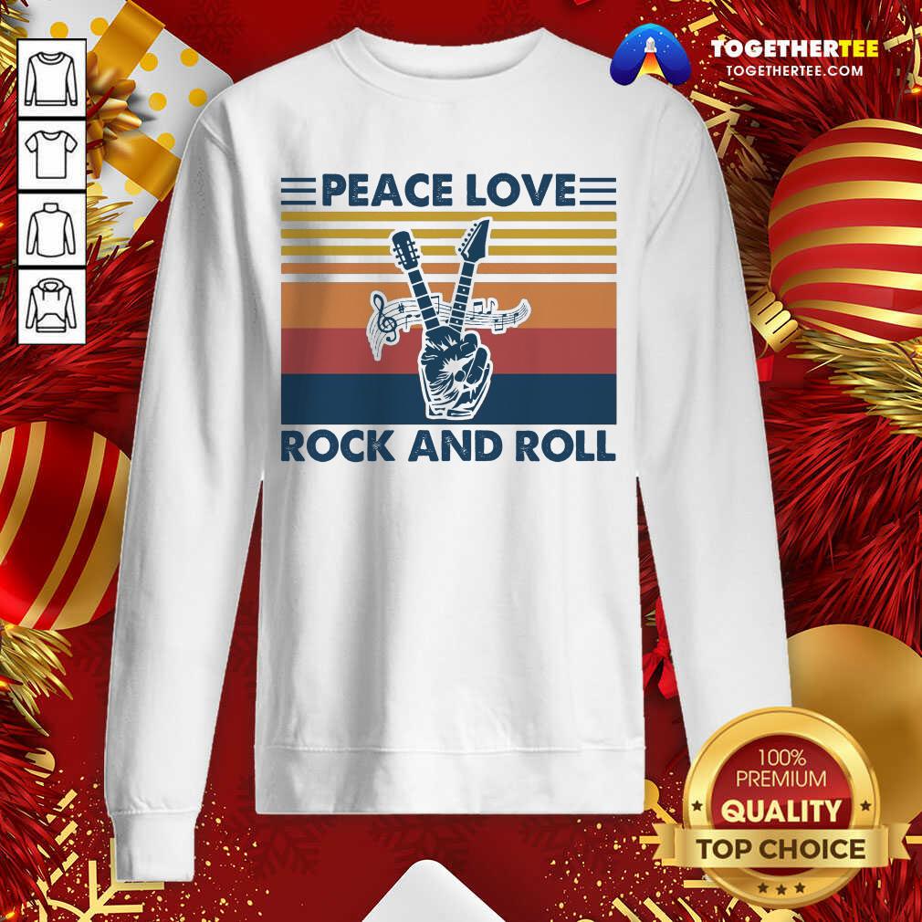 Awesome Peace Love Rock And Roll Vintage Shirt - Image 4